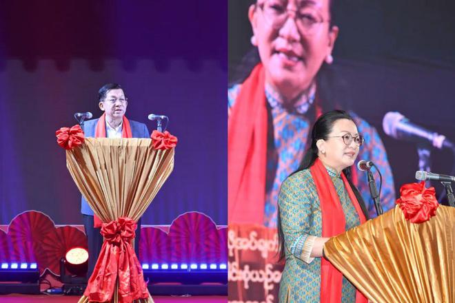 仰光年味浓！缅甸领导人敏昂莱和中国驻缅甸大使共同出席缅华侨界新春庆祝活动(图2)