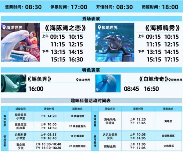 2024圣亚海洋世界游玩攻略演出时间(图1)